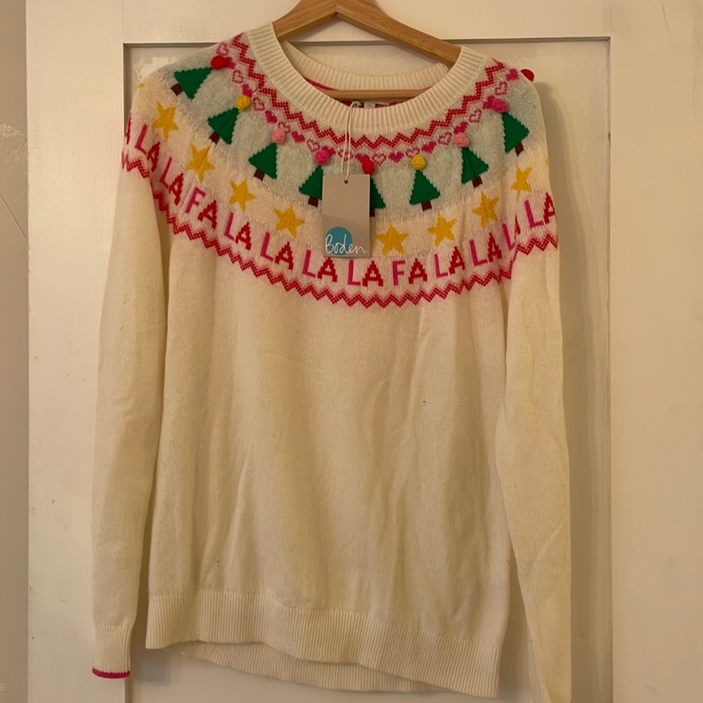 Boden Christmas pom pom sweater M